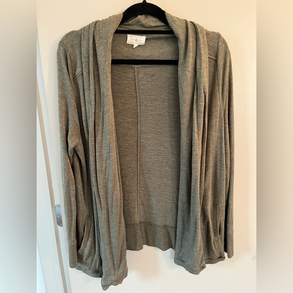 LOFT Lou & Grey Women’s Size Large zip up olive sweater / jacket